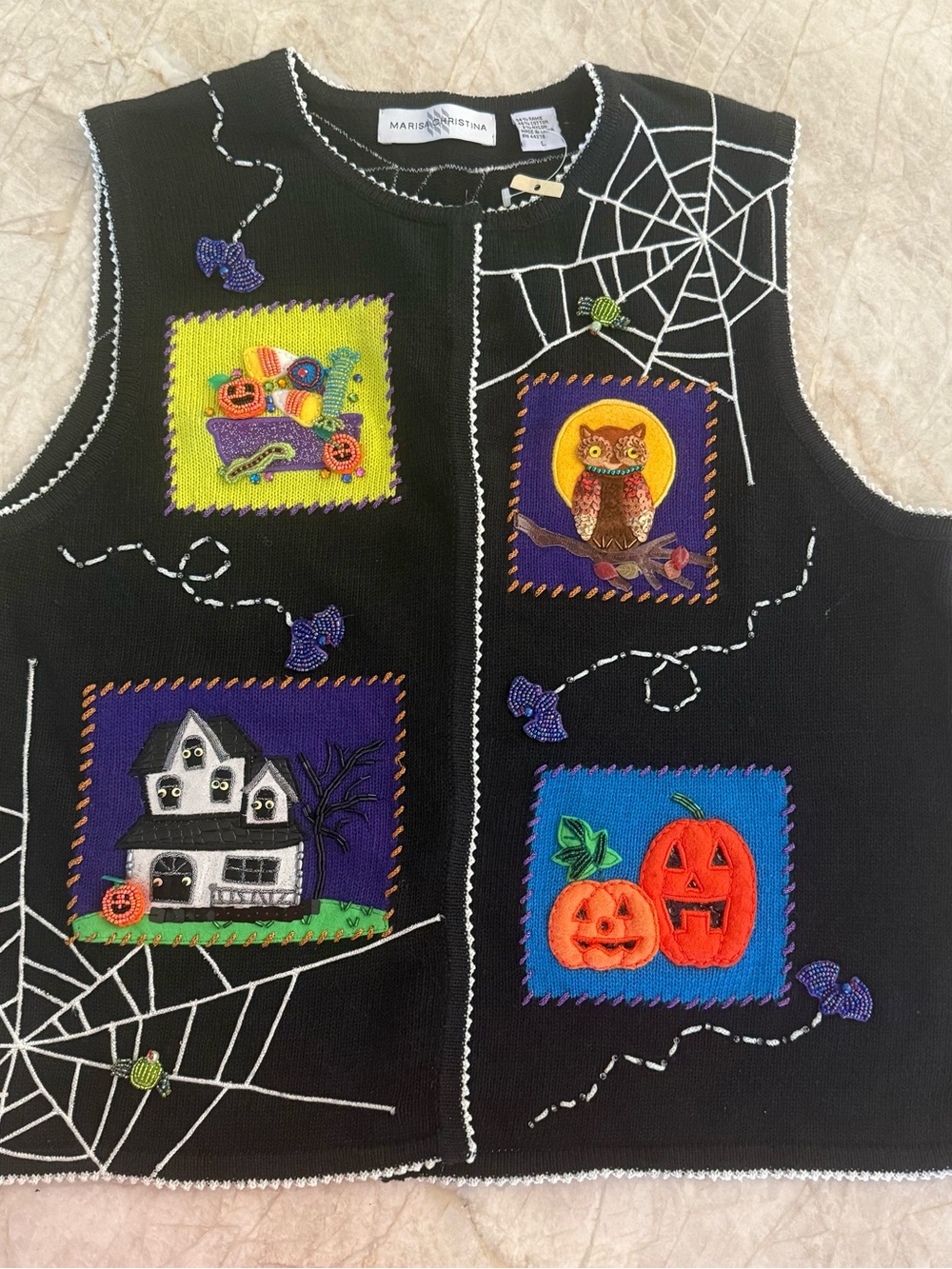 Marisa Christina Black Halloween Vest with Pumpkin & Owl Appliqués - Picture 9 of 9